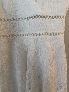 Francesca's White Lace Spaghetti Strap A-Line Dress with Waist Lattice NWT Small
